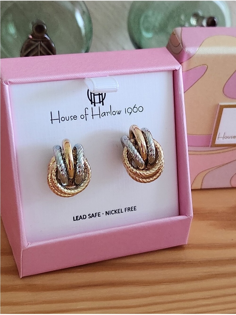 House of Harlow 1960 Two-Tone Knot Stud Earrings - NIB